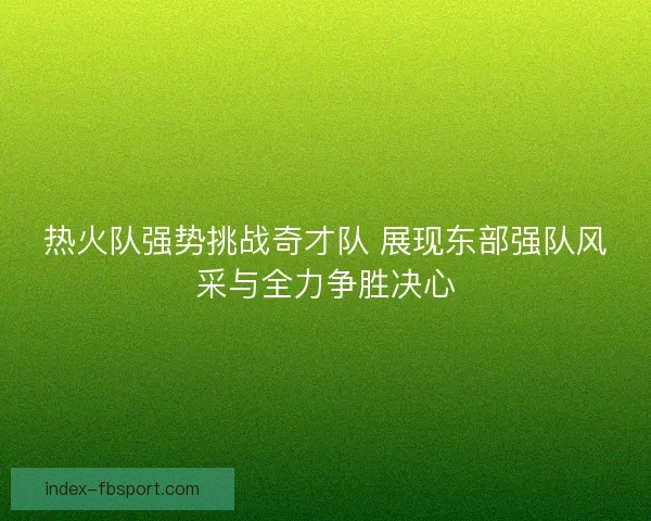 热火队强势挑战奇才队 展现东部强队风采与全力争胜决心